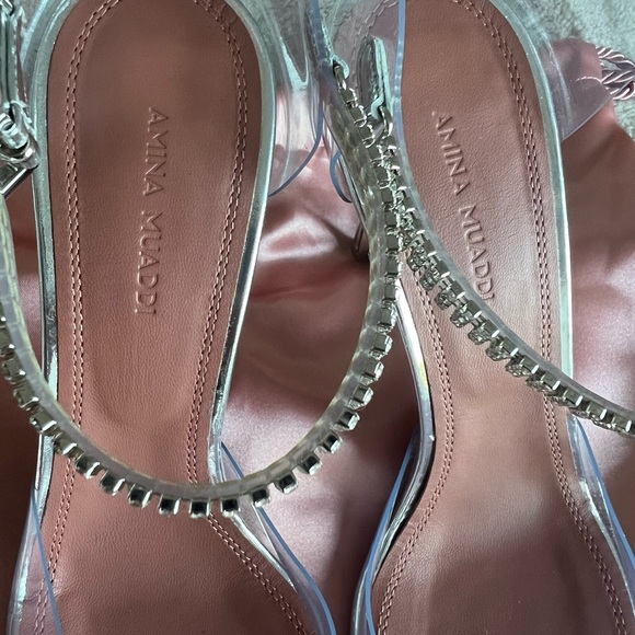 Amina Muaddi Ursina Crystal Strap Clear Pump in Pvc Transparent 37.5 FIRM PRICE - Picture 10 of 12